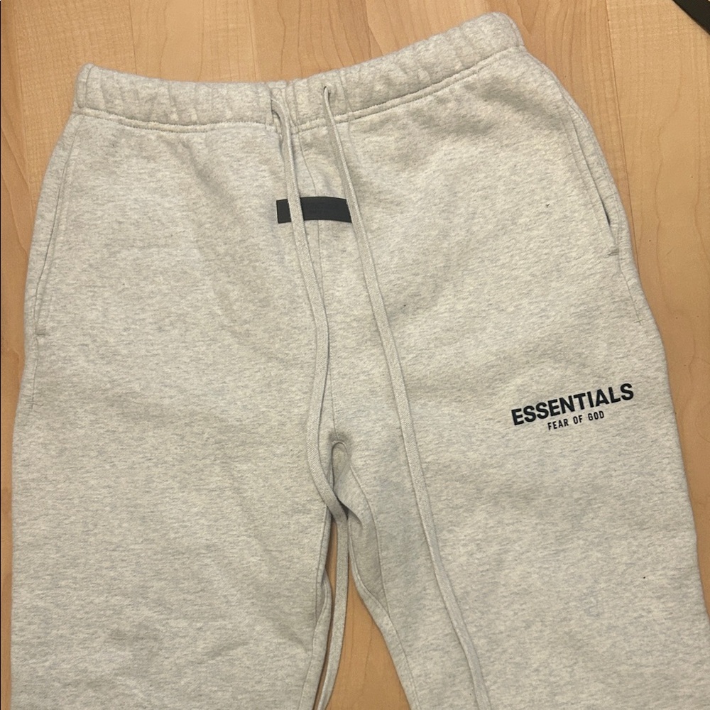 Essentials light gray sweatpants, size M